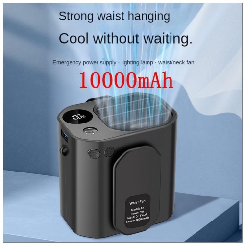 10000mAh Waist Fan Super Airflow Waist Clip Wearable Fan Necklace Fan Personal Fan Cooling Fan Hands-free for Fishing, Gardening, Climbing, Cycling