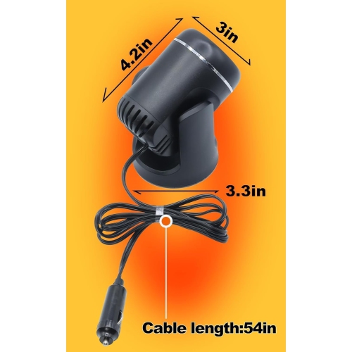 12V Portable Car Heater, Windshield Defogger and Space Heater for Car Glass Defrosting