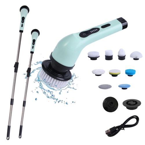 Electric Spin Scrubber Cordless Power Scrubber with Long Handle & 9 Interchangeable Brush Heads, Dual Speed, Shower Scrubber for Cleaning