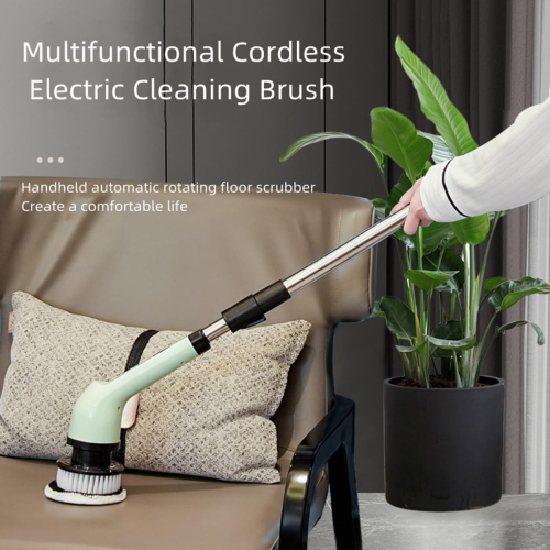 Electric Spin Scrubber Cordless Power Scrubber with Long Handle & 9 Interchangeable Brush Heads, Dual Speed, Shower Scrubber for Cleaning