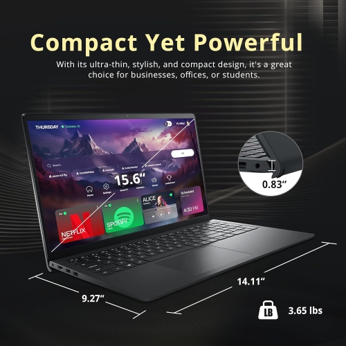 Dell Inspiron 15 15.6" FHD Touchscreen Laptop - Intel i5-1235U - 16GB DDR4 - 1TB PCIe SSD - Intel UHD - Windows 11 - Black by DELL - Refurbished condition - Image 8
