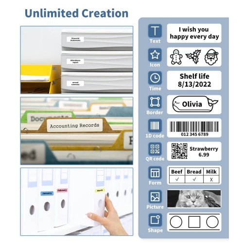 Mini Label Printer, Bluetooth Wireless Pocket Thermal Printer for Home and Office Use