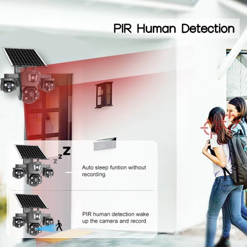 Solar 2.4G WIFI Outdoor Waterproof Spherical Household Triple Camera HD Monitoring Wireless Mobile Phone Remote Viewing Probe - With 32GB Memory Card