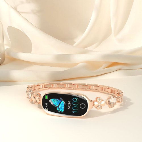 Elegant women's smartwatch – 1.1-inch HD display, Bluetooth 5.3, health monitoring, IP67 waterproof, compatible with iPhone and Android systems.（Gold）