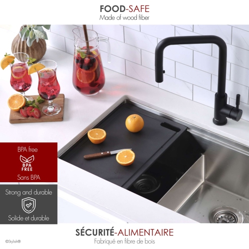 STYLISH 16 7/8" Black Wood Fiber Workstation Cutting Board