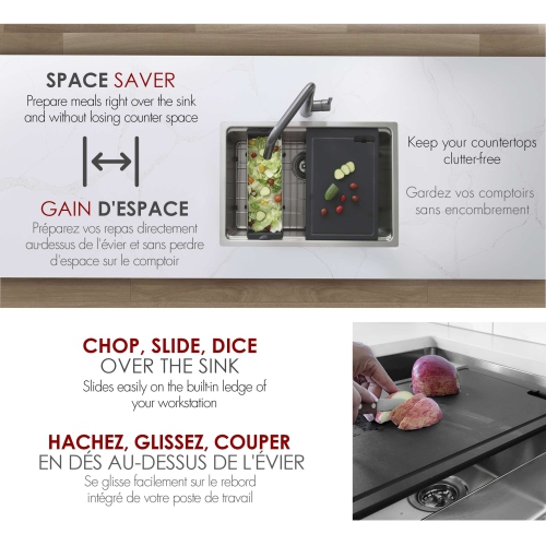 STYLISH 16 7/8" Black Wood Fiber Workstation Cutting Board