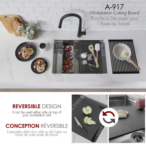 STYLISH 16 7/8" Black Wood Fiber Workstation Cutting Board