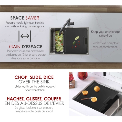 16 3/4" Black Wood Fiber Workstation Cutting Board