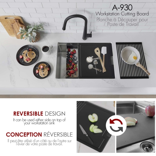 16 3/4" Black Wood Fiber Workstation Cutting Board