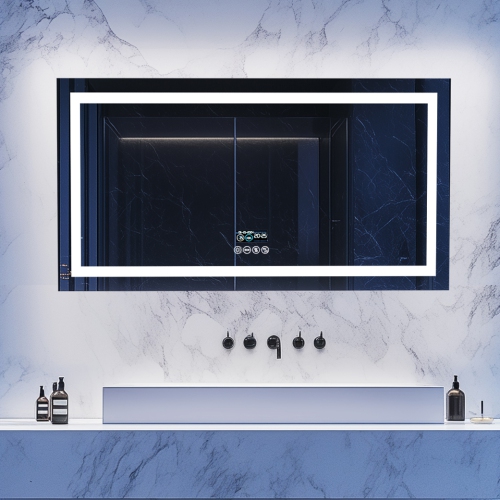 LUVODI 40''x24'' LED Bathroom Mirror with Lights, Built-in Bluetooth Speaker, Anti-Fog Dimmable 3 Lights Setting Backlit + Front Lit, Lighted Vanity