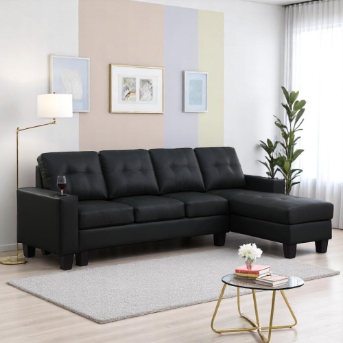 COSMIC HOMES CANADA  Cosmic Homes Ashton 2-Piece Faux Leather Reversible Sectional Sofa – Sophistication Meets Smart Living