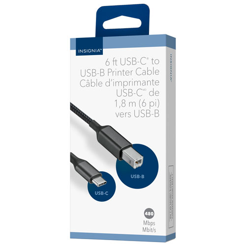 Insignia 0.91m (3 ft.) USB-B to USB-C Cable (NS-DCC2B26-C) - Only at Best Buy