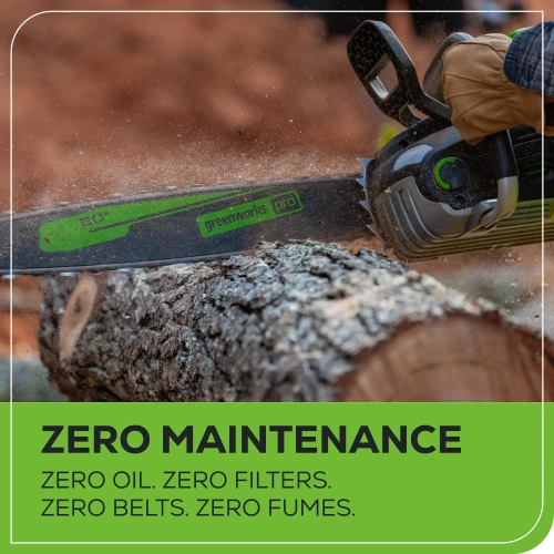 Greenworks 60V 20" Cordless Battery 3.2kW Chainsaw, 8.0Ah Battery & Rapid Charger Included