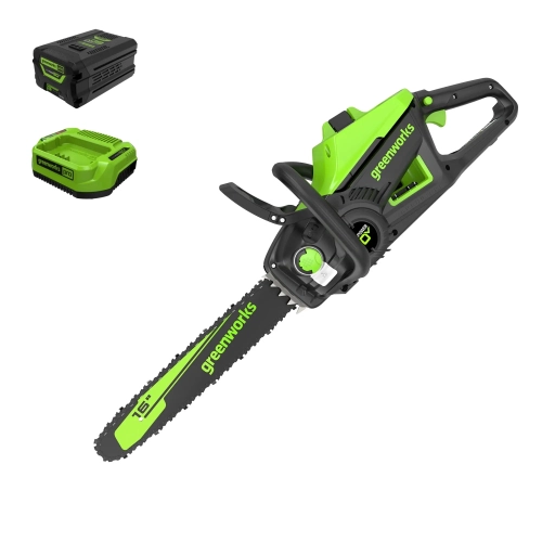 Greenworks 60V 16" Brushless Cordless Chainsaw, 2.5Ah Battery and Charger Included