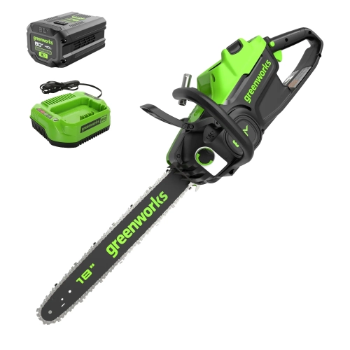 Greenworks 80V 18" Brushless Cordless Chainsaw, 4.0Ah Battery and Charger Included