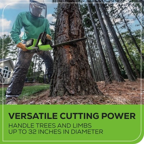 Greenworks 80V 18" Brushless Cordless Chainsaw, 4.0Ah Battery and Charger Included