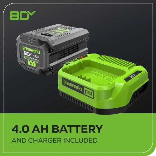 Greenworks 80V 18" Brushless Cordless Chainsaw, 4.0Ah Battery and Charger Included