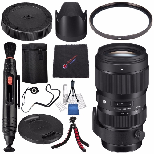 SIGMA  50-100MM F/1.8 Dc Hsm Art Lens for Nikon F #693955 + Lens Pen Cleaner + Microfiber Cleaning Cloth + Lens Capkeeper + Flexible Tripod Bundle