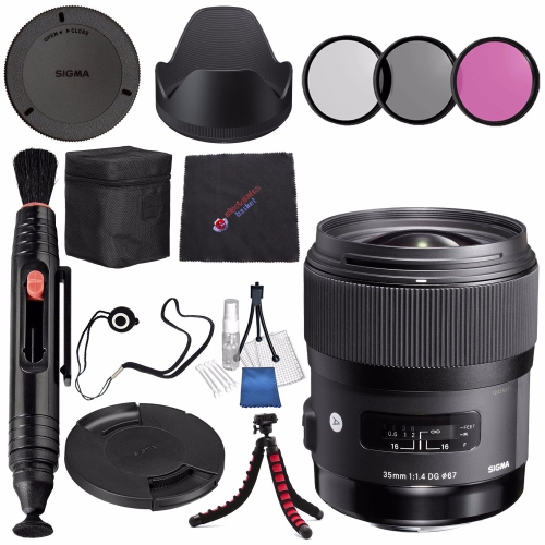 SIGMA  35MM F/1.4 Dg Hsm Art Lens for Nikon Dslr Cameras #340306 + 67MM 3 Piece Filter Kit + Lens Pen Cleaner + Microfiber Cleaning Cloth Bundle