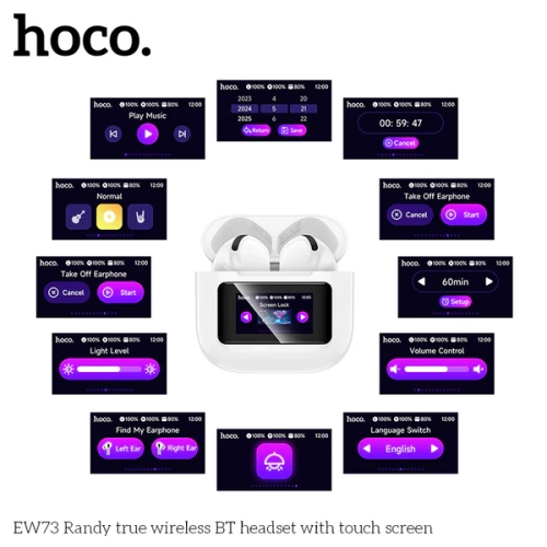 Hoco EW73 Wireless Buds with Touch Screen, White