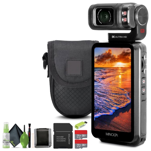 MINOLTA  Mn5Kgp1 5K Ultra HD 20 Mp Handheld Pocket Camcorder W/motorized Tilting Lens Head