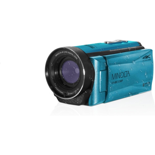 Minolta MN4K300WP 4K Ultra HD / 56 MP Waterproof Camcorder - Blue - Bundle
