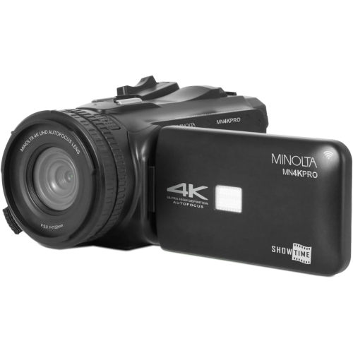 Minolta MN4KPRO 4K60FPS Ultra HD / 64 MP Autofocus Pro Camcorder w/WiFi - Bundle