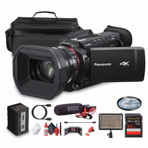 Panasonic HC-X1600 UHD 4K HDMI Lightweight Compact Camcorder with 24x Zoom + Mic - Bundle