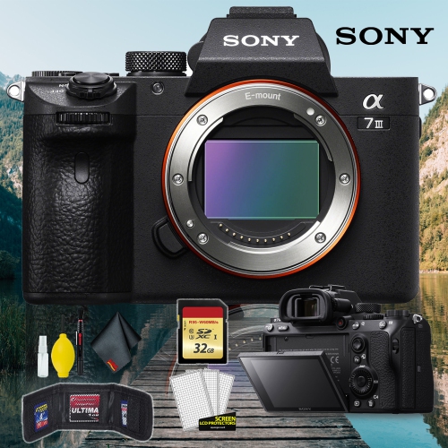 Open Box - Sony Alpha a7 III Mirrorless Digital Camera with Camera Cleaning Kit Bundle + 32gb Memory SD Card