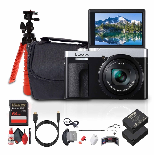 PANASONIC  Zs99 Point And Shoot Compact Travel Digital Camera (Silver) - Bundle