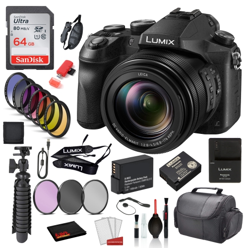 PANASONIC  Lumix Dmc-Fz2500 Digital Camera With –Sandisk 64GB Sd Card + 9PC Filter Kit + 12” Tripod + More