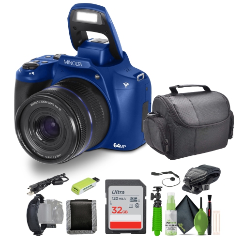 MINOLTA  64 Mega Pixels Auto Focus Digital Camera 4K Ultra HD Video - Bundle In Blue