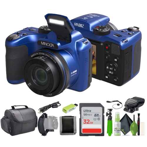 MINOLTA  20 Mega Pixels 26X Optical Zoom Digital Camera 1080P Fhd Video In Blue