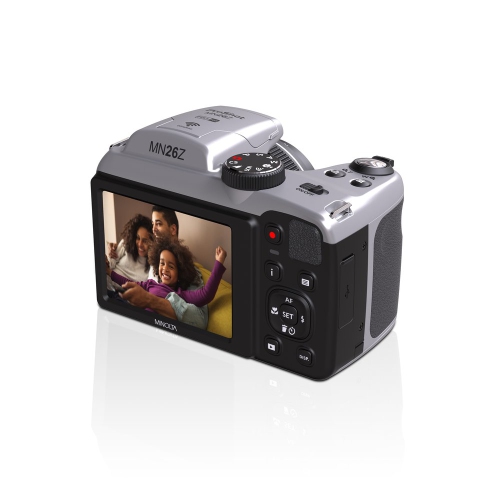 Minolta – Appareil photo numérique 20 mégapixels à zoom optique 26x, vidéo FHD 1080p, argenté