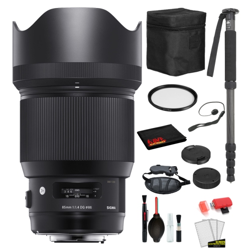 SIGMA  85MM F/1.4 Dg Hsm Art Lens for Nikon F With Bundle Includes: Uv Filter + 70?? Monopod + More
