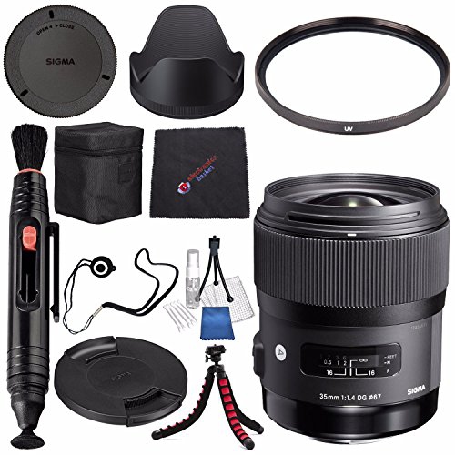Sigma 35mm f/1.4 DG HSM Art Lens for Nikon DSLR Cameras #340306 + Lens Pen Cleaner + Microfiber Cleaning Cloth + Lens Capkeeper + Flexible Tripod
