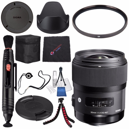 Sigma 35mm f/1.4 DG HSM Art Lens for Nikon DSLR Cameras #340306 + Lens Pen Cleaner + Microfiber Cleaning Cloth + Lens Capkeeper + Flexible Tripod