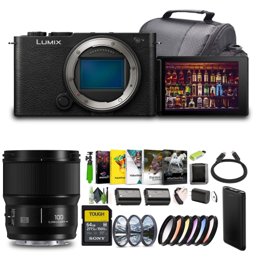 Panasonic LUMIX S9 Mirrorless Camera + Lumix S 100mm Macro Lens Black