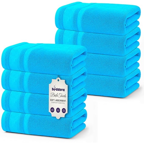 BEDDORA  Luxury Bath Towels – 100% Cotton, Oversized 27X54, Extra Soft, Quick Dry & Super Absorbent, Hotel Spa Quality Bathroom Towels (Pack Of 8)