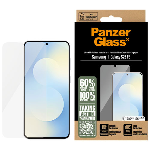 Protecteur d'écran ultralarge de PanzerGlass pour Galaxy S25 FE de PanzerGlass - Transparent