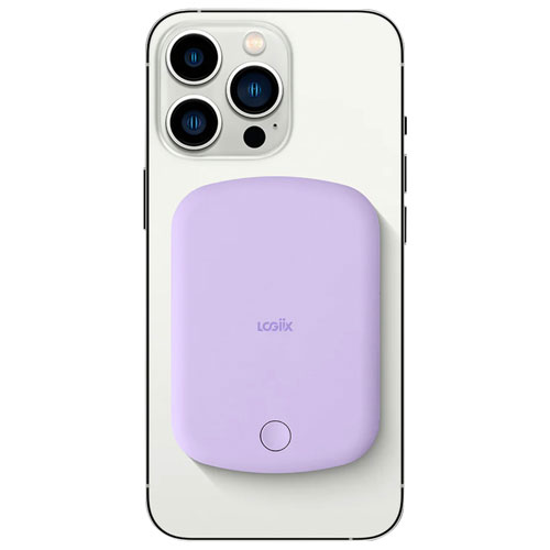 Chargeur portable USB-C 5000 mAh 12 W Vibrance Piston de Logiix avec MagSafe - Lavande