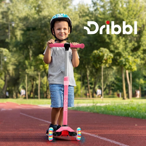 Trottinette à 3 roues pour enfants Dribl – Trottinette Lean-to-Steer avec guidon réglable, plateforme antidérapante, supports jusqu'à 165&nbsp;lb –