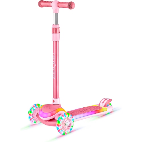 Lifemaster 3-Wheel Kids Scooter with LED Lights on Deck & Wheels, 5-Height Adjustable Handlebar, Anti-Slip Deck, Safety Certified, Ages 3+, 150 lbs –