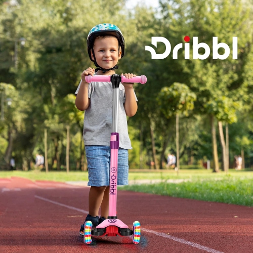Dribbl 3-Wheel Kids Scooter – Lean-to-Steer Kick Scooter with Adjustable Handlebar, Anti-Slip Deck, Supports Up to 165 lbs – For Boys & Girls Age 3+,
