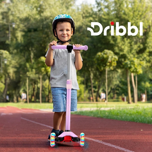 Trottinette à 3 roues pour enfants Dribl – Trottinette Lean-to-Steer avec guidon réglable, plateforme antidérapante, supports jusqu'à 165 lb –