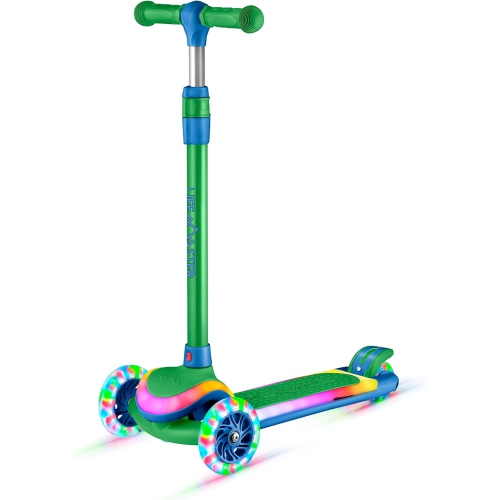 Trottinette à 3 roues pour enfants Lifemaster avec roues et lumières LED, guidon à 5 hauteurs réglables, plateforme large antidérapante, 3 ans et