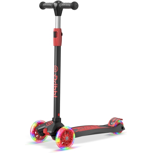 DRIBBL  3-Wheel Kids Scooter – Lean-To-Steer Kick Scooter \w Adjustable Handlebar, Anti-Slip Deck, Supports Up to 165 Lbs – for Boys & Girls Age