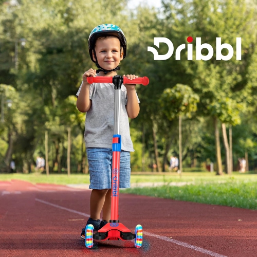 Dribbl 3-Wheel Kids Scooter – Lean-to-Steer Kick Scooter with Adjustable Handlebar, Anti-Slip Deck, Supports Up to 165 lbs – For Boys & Girls Age 3+,