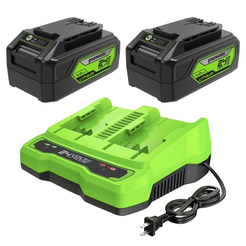 Trousse de démarrage avec batterie USB 4,0&nbsp;Ah 24&nbsp;V et chargeur rapide à deux ports de Greenworks (pièces Greenworks authentiques)