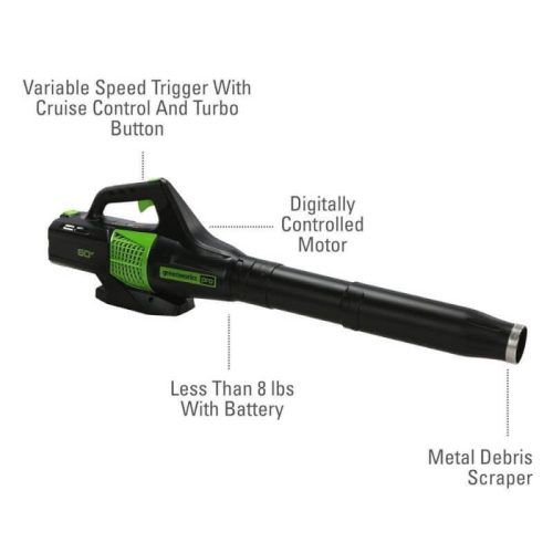 Souffleuse à neige sans fil ni balais 20 po 60 V de Greenworks, souffleuse à feuilles/souffleuse axiale électrique à vitesse variable,